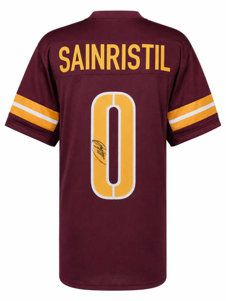 Mike Sainristil Signed Maroon Custom Football Jersey