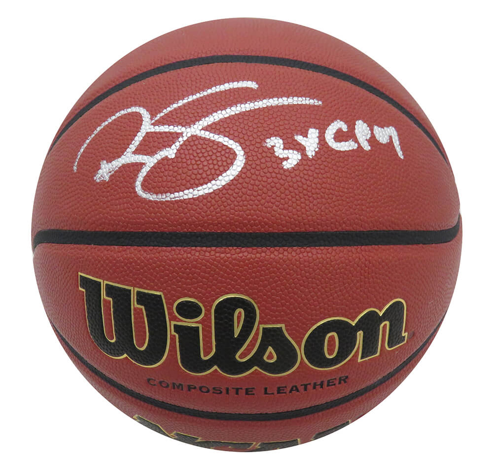 Ralph Sampson Signed Wilson NCAA Basketball w/3x C'POY