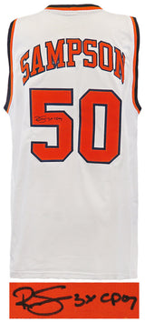 Ralph Sampson Signed White Custom College Basketball Jersey w/3x C'POY