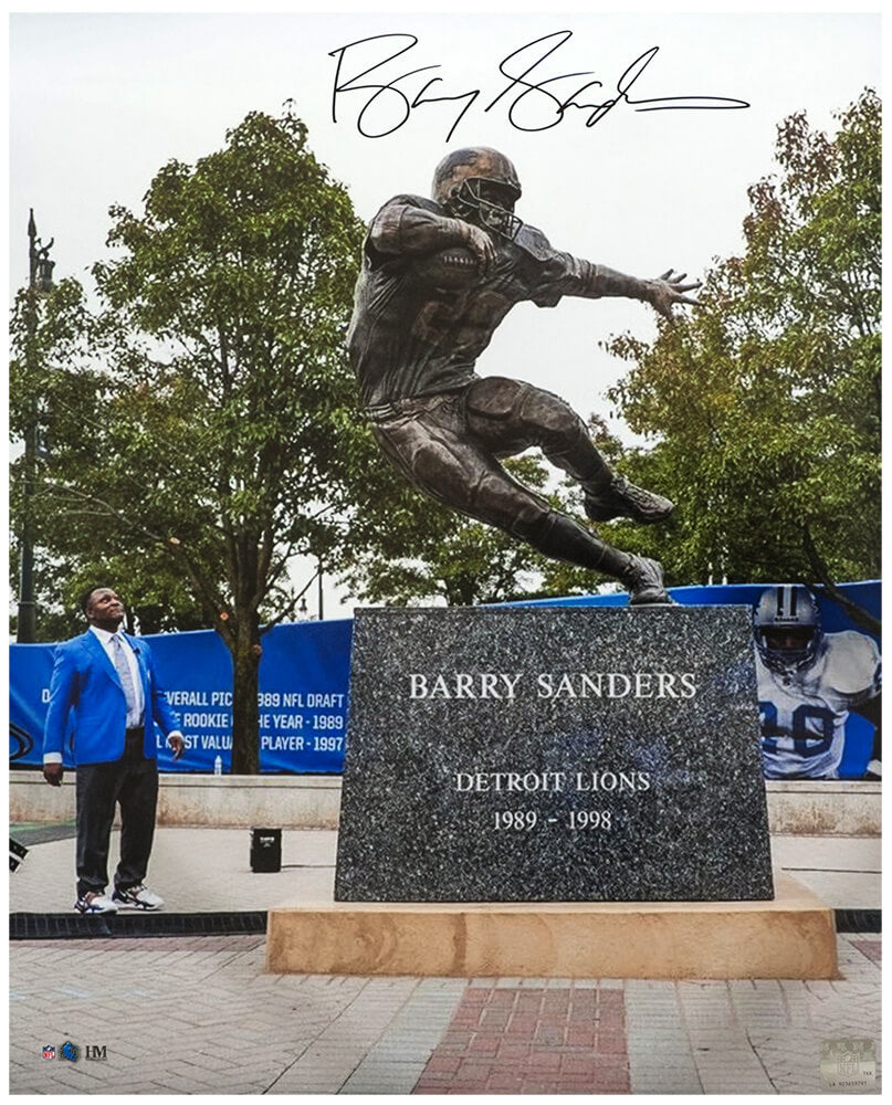Barry Sanders Signed Lions Barry Sanders Statue Unveiling 16x20 Photo