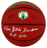 Tom Sanders Signed Boston Celtics Logo Wilson NBA Basketball w/Satch, HOF 2011