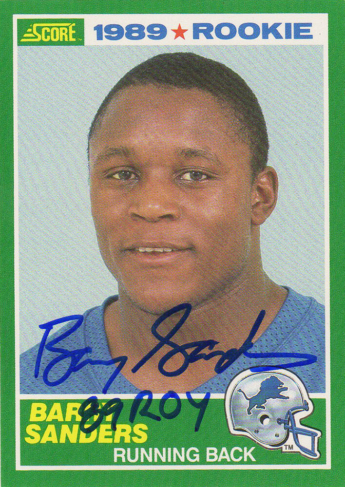 Barry Sanders Signed Lions 1989 Score Rookie Card #257 w/89 ROY