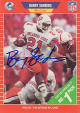 Barry Sanders Signed Oklahoma State 1989 Pro Set Football Rookie Card #494