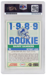 Barry Sanders Signed Detroit Lions 1989 Score Rookie Card #257 w/ROY'89 - (PSA/DNA Encapsulated - Auto Grade 10)