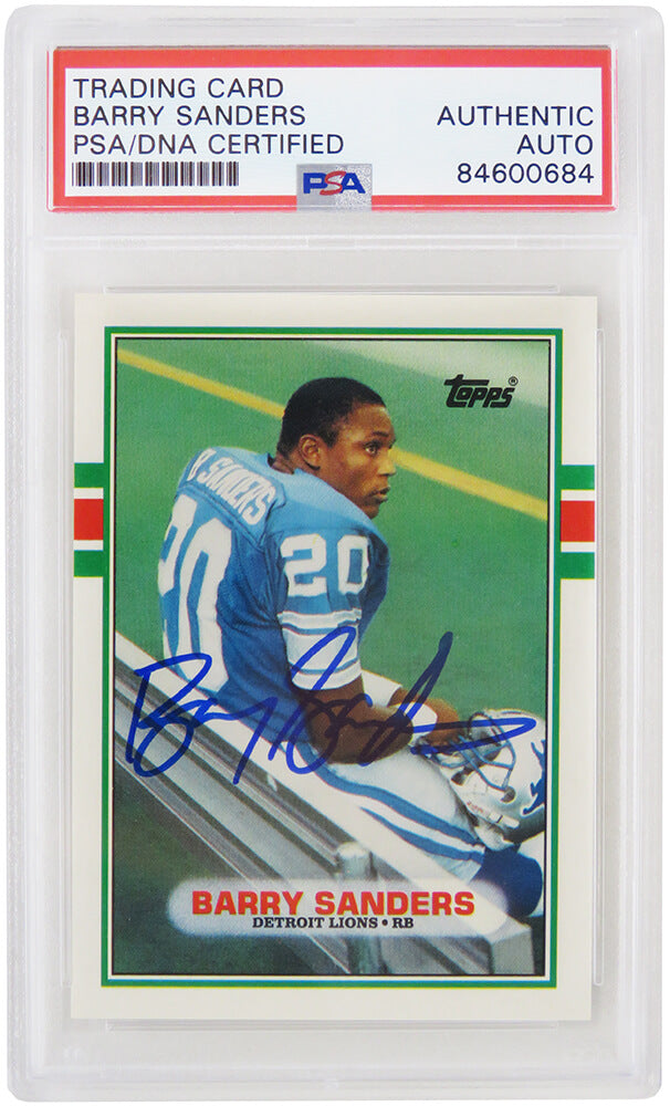Barry Sanders Signed Detroit Lions 1989 Topps Rookie Card #83T - (PSA/DNA Encapsulated)