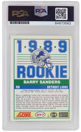 Barry Sanders Signed Detroit Lions 1989 Score Rookie Football Trading Card #257 (PSA Encapsulated)