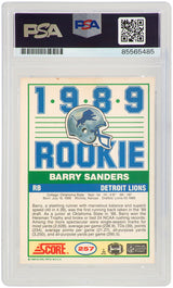Barry Sanders Signed Detroit Lions 1989 Score Rookie Football Card #257 w/ROY'89 - (PSA / Auto Grade 10)