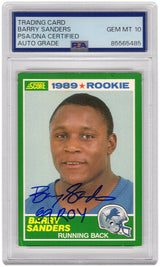 Barry Sanders Signed Detroit Lions 1989 Score Rookie Football Card #257 w/ROY'89 - (PSA / Auto Grade 10)
