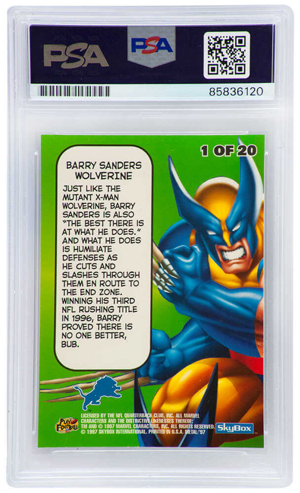 Barry Sanders Signed Detroit Lions 1997 Marvel Metal Universe Card #1/20 - (PSA Encapsulated - Auto Grade 10)