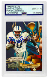 Barry Sanders Signed Detroit Lions 1997 Marvel Metal Universe Card #1/20 - (PSA Encapsulated - Auto Grade 10)