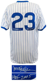 Ryne Sandberg Signed Chicago Cubs Throwback White Cooperstown Collection Majestic Basball Jersey w/HOF'05