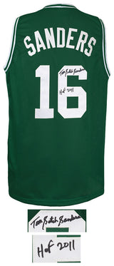 Tom Sanders Signed Green Custom Basketball Jersey w/Satch, HOF 2011