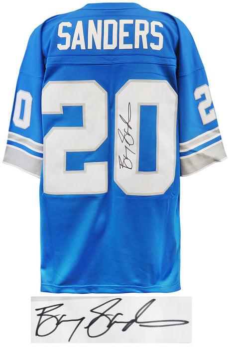 Barry Sanders Signed Detroit Lions Blue 1996 Throwback M&N NFL Legacy Football Jersey