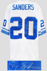 Barry Sanders Signed Detroit Lions White 1996 Throwback M&N NFL Legacy Football Jersey