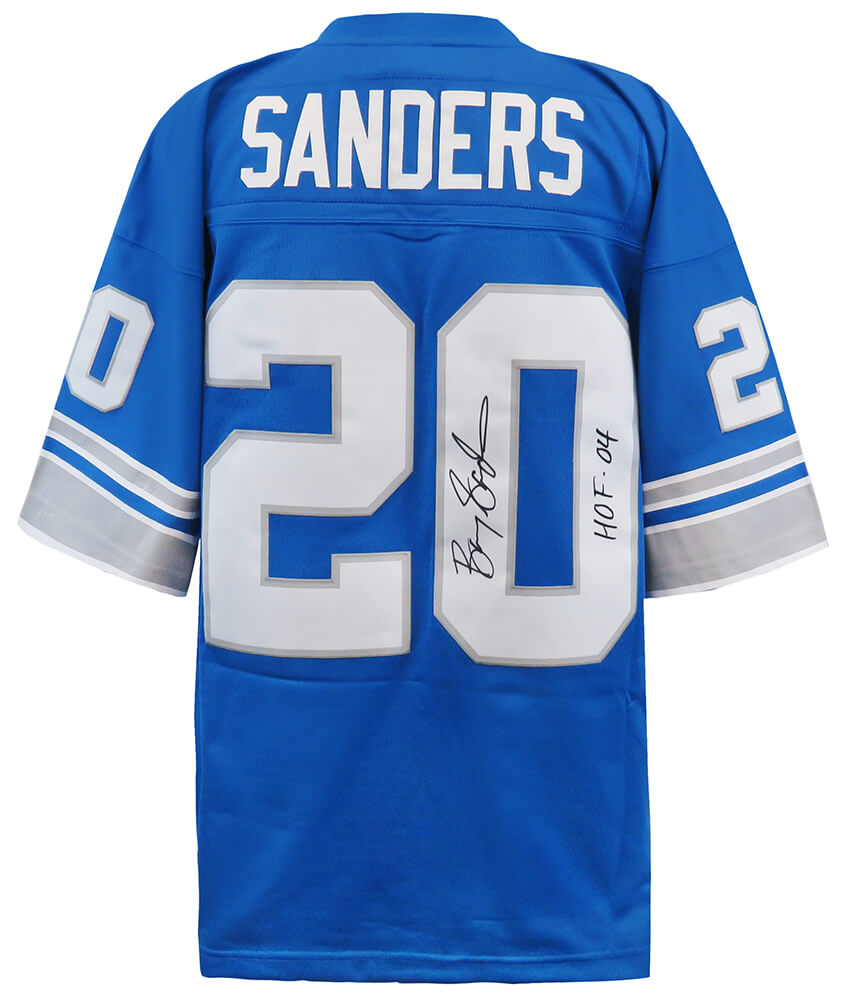 Barry Sanders Signed Detroit Lions Blue 1996 Throwback M&N NFL Legacy Football Jersey w/HOF'04