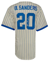 Barry Sanders Signed Detroit Lions Cream M&N Baseball Jersey