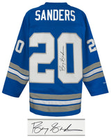 Barry Sanders Signed Detroit Lions Blue Maxxed Out Fashion M&N Hockey Jersey