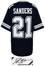 Deion Sanders Signed Navy Throwback Custom Football Jersey (Beckett)