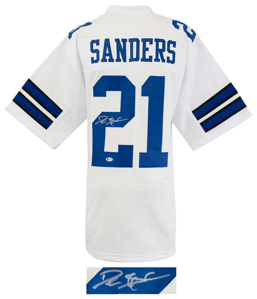 Deion Sanders Signed White Custom Football Jersey (Beckett)