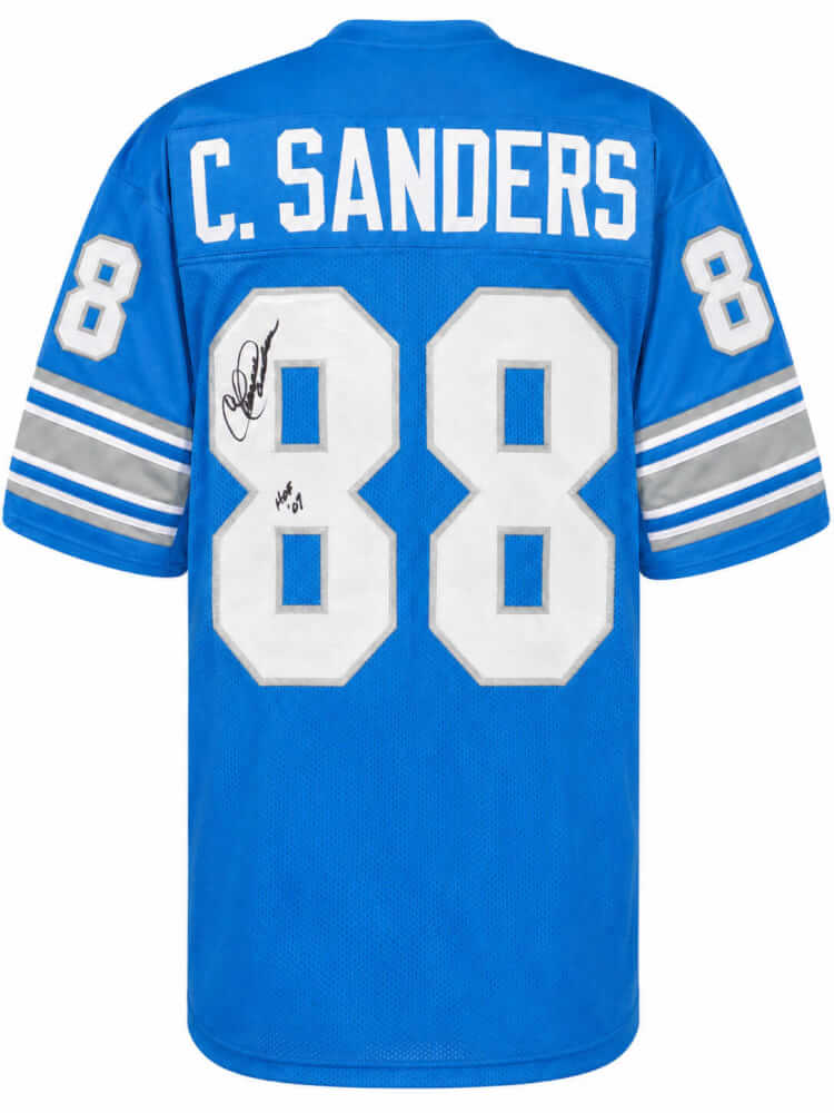 Charlie Sanders Signed Blue Throwback Custom Football Jersey w/HOF'07
