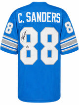 Charlie Sanders Signed Blue Throwback Custom Football Jersey w/HOF'07