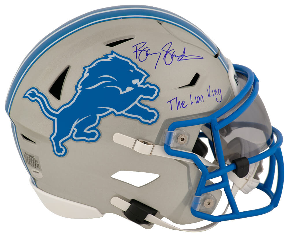 Barry Sanders Signed Detroit Lions Riddell Mid-Size SpeedFlex Helmet w/The Lion King
