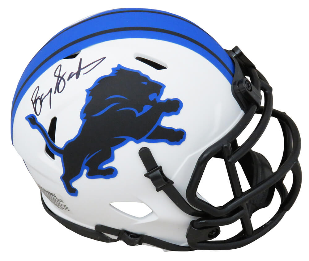 Barry Sanders Signed Detroit Lions Lunar Eclipse White Matte Riddell Speed Mini Helmet