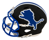 Barry Sanders Signed Detroit Lions Barry Sanders Logo Black Riddell Speed Mini Helmet