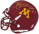 Charlie Sanders Signed Minnesta Golden Gophers Schutt Mini Helmet w/HOF'07