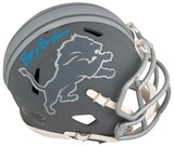 Barry Sanders Signed Detroit Lions SLATE Riddell Speed Mini Helmet