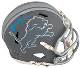 Barry Sanders Signed Detroit Lions SLATE Riddell Speed Mini Helmet