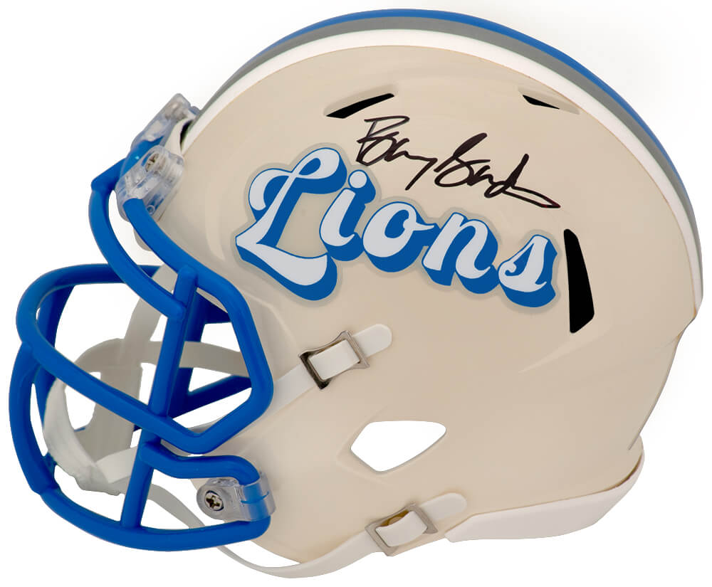 Barry Sanders Signed Detroit Lions RETRO Riddell Speed Mini Helmet - (On Lions Side)
