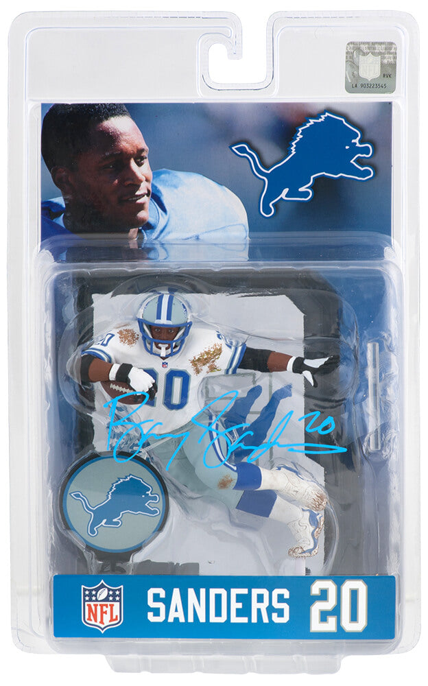 Barry Sanders Signed Detroit Lions White Jersey McFarlane Toys Figurine