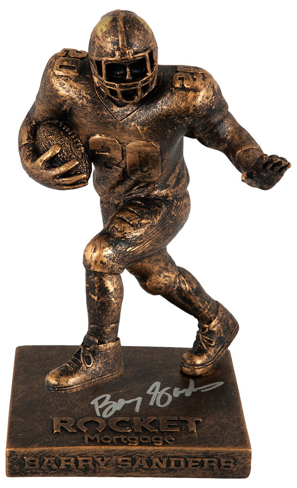 Barry Sanders Signed Detroit Lions Rocket Mortgage Replica Football Statue