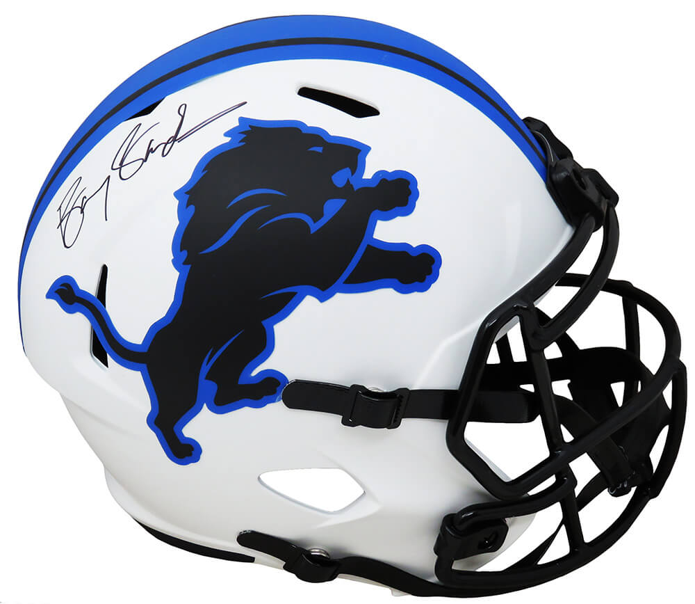 Barry Sanders Signed Detroit Lions Lunar Eclipse White Matte Riddell Speed Full Size Replica Helmet