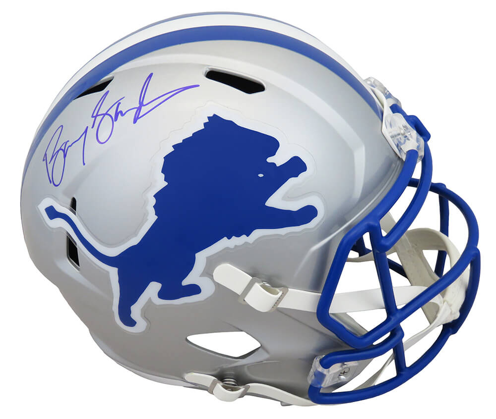 Barry Sanders Signed Detroit Lions Throwback Riddell Full Size Speed Replica Helmet