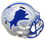 Barry Sanders Signed Detroit Lions Throwback Riddell Full Size Speed Replica Helmet w/7 Inscriptions