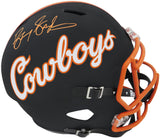Barry Sanders Signed Oklahoma State Black Riddell Full Size Replica Helmet
