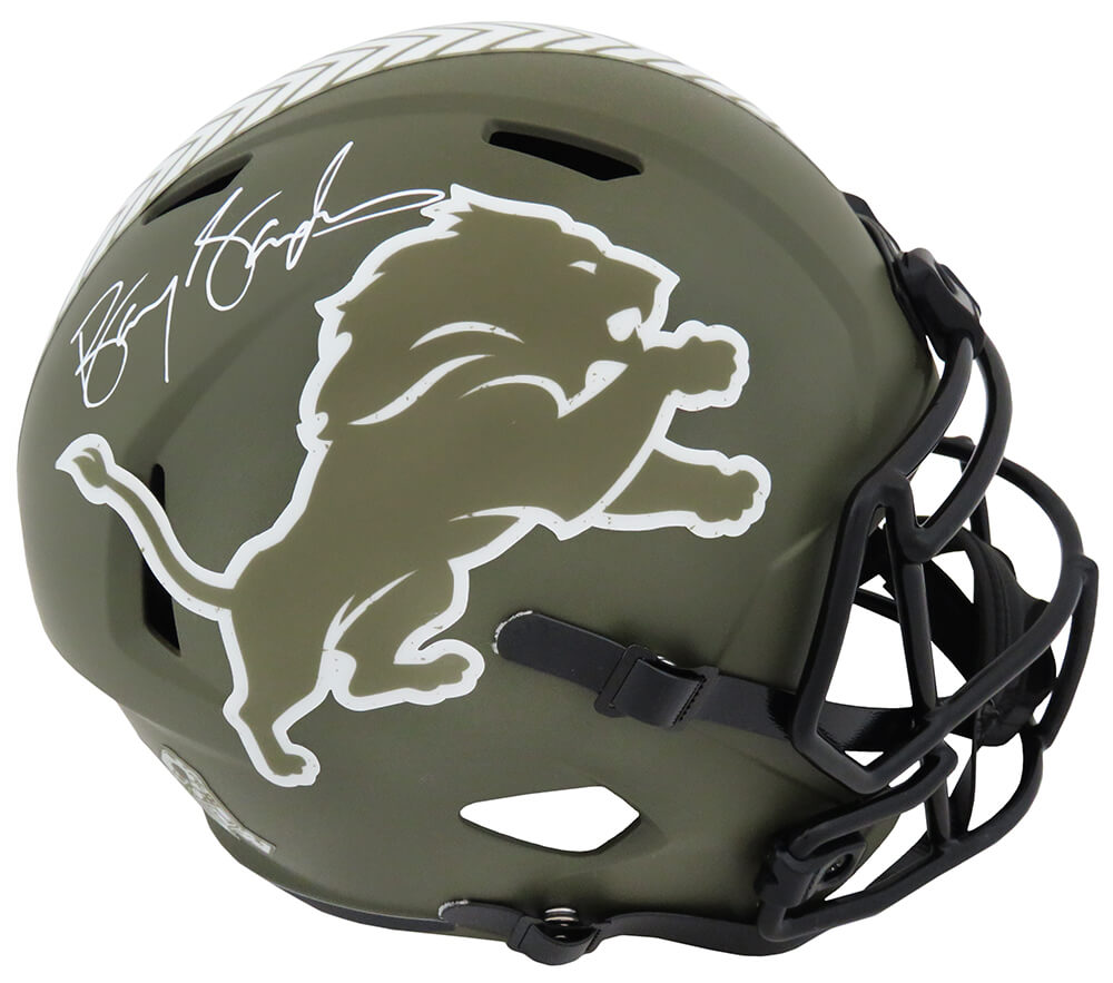 Barry Sanders Signed Detroit Lions Salute to Service Riddell Speed Full Size Replica Helmet