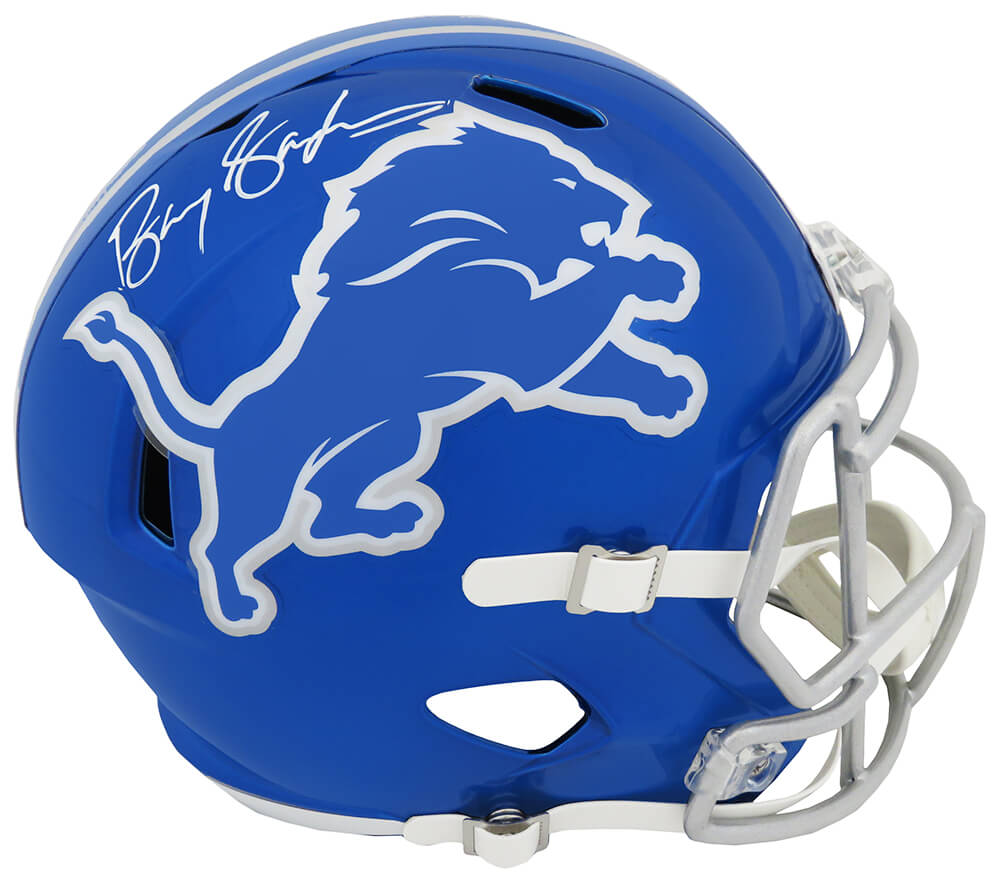 Barry Sanders Signed Detroit Lions FLASH Riddell Speed Full Size Replica Helmet (In White)