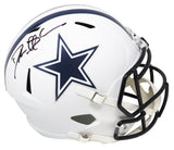 Deion Sanders Signed Dallas Cowboys Flat White Matte Riddell Full Size Speed Replica Helmet (Beckett)