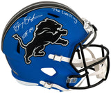 Barry Sanders Signed Detroit Lions 2024 Alt Blue Riddell Full Size Speed Replica Helmet w/HOF 04, The Lion King
