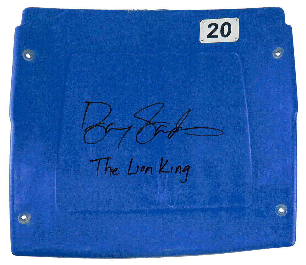 Barry Sanders Signed Detroit Silverdome Stadium Dark Blue #20 Seatback w/The Lion King