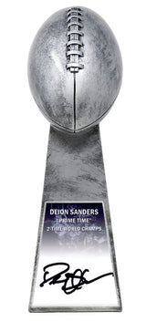 Deion Sanders Signed Football World Champion 15 Inch Replica Silver Trophy