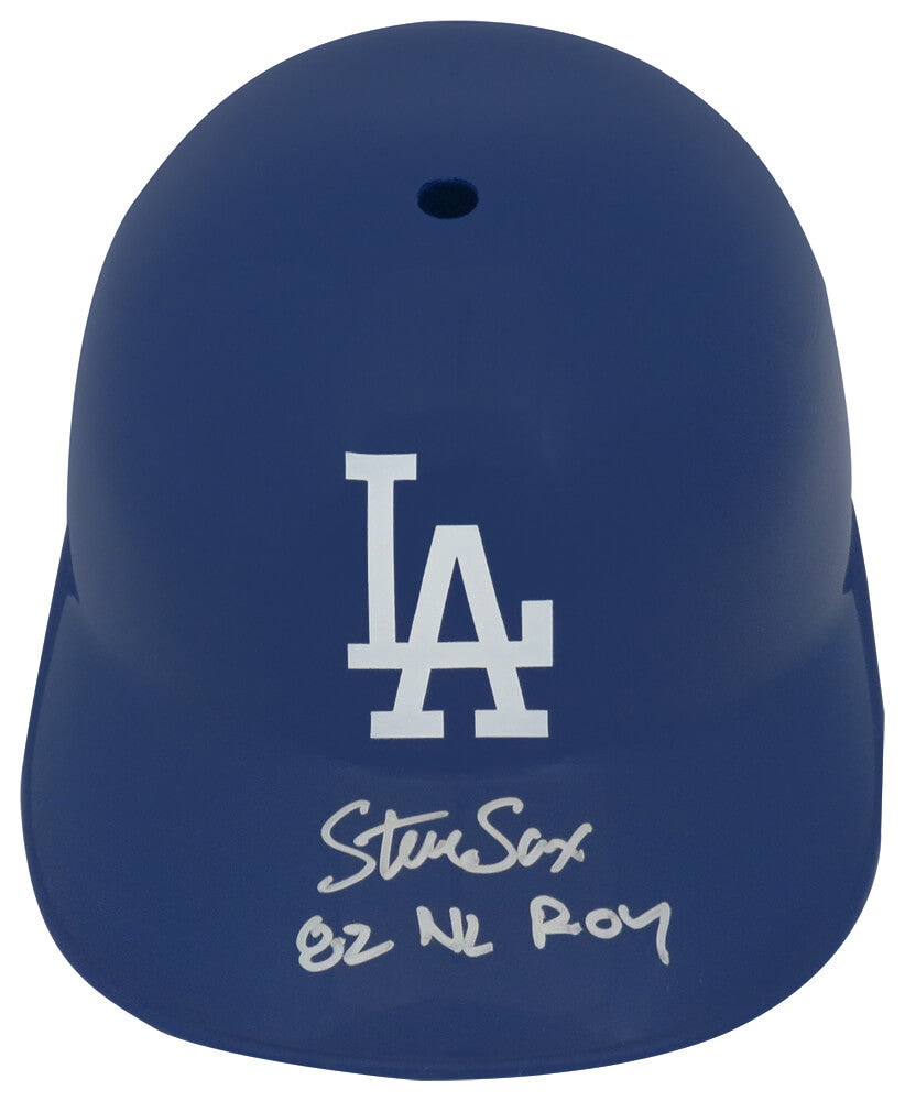 Steve Sax Signed Los Angeles Dodgers Souvenir Replica Batting Helmet w/82 NL ROY