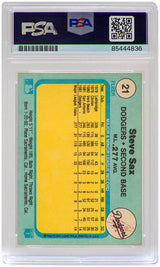 Steve Sax Signed Los Angeles Dodgers 1982 Fleer Rookie Baseball Card #21 w/82 NL ROY - (PSA Encapsulated)