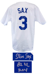 Steve Sax Signed White Custom Baseball Jersey w/82 NL ROY