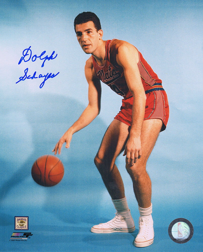 Dolph Schayes Signed Syracuse Nationals Dribble Pose 8x10 Photo