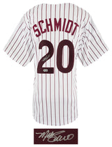 Mike Schmidt Signed White Pinstripe Throwback Custom Baseball Jersey - (Beckett)