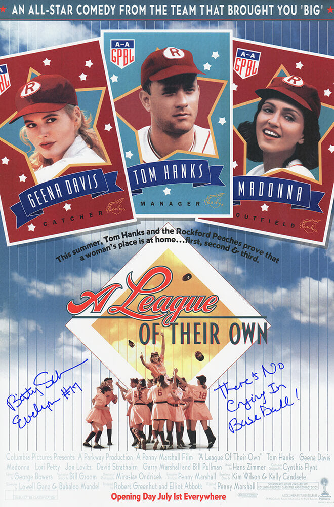Bitty Schram Signed A League Of Their Own 1117 Movie Poster w/Evelyn, There's No Crying In Baseball